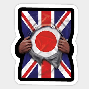 Japan Flag Great Britain Flag Ripped - Gift for Japanese From Japan Sticker